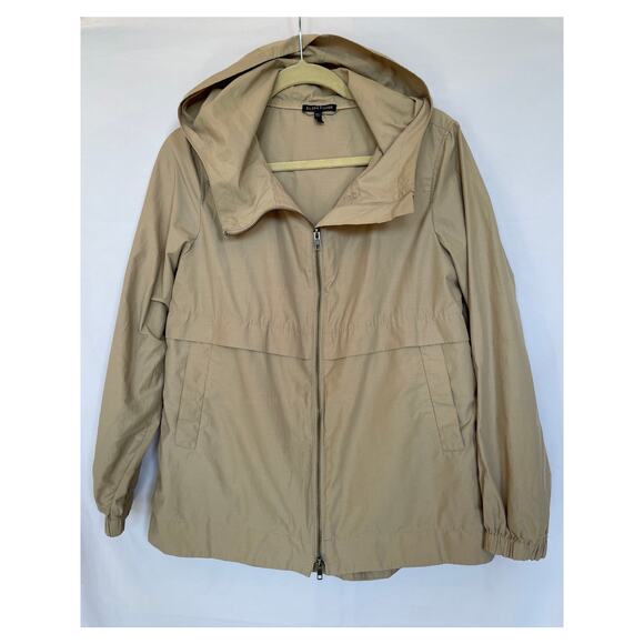 Eileen Fisher Khaki Tan Lightweight Hooded Windbreaker Jacket, XS - Picture 1 of 4